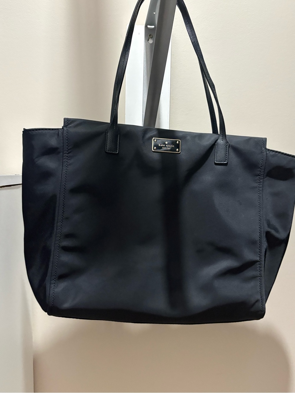 kate spade Black Nylon Tote with Logo Plaque